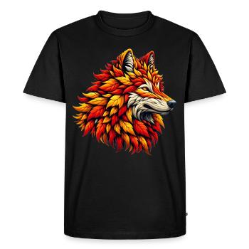 Wolf with a mane of autumn leaves - Men's Premium Organic T-Shirt - black - Front - Nico (187cm)