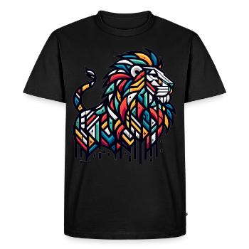 Lion with geometric patterns - Men's Premium Organic T-Shirt - black - Front - Nico (187cm)