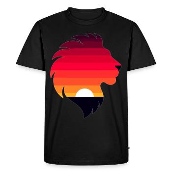 Silhouette d’un lion avec coucher de soleil - T-shirt Premium bio Homme - noir - Devant - Nico (187cm)