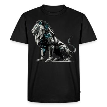 Futuristic Cybernetic Lion - Men's Premium Organic T-Shirt - black - Front - Nico (187cm)