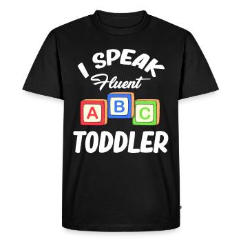 Je parle couramment A, B, C, institutrice de maternelle, - T-shirt Premium bio Homme - noir - Devant - Nico (187cm)
