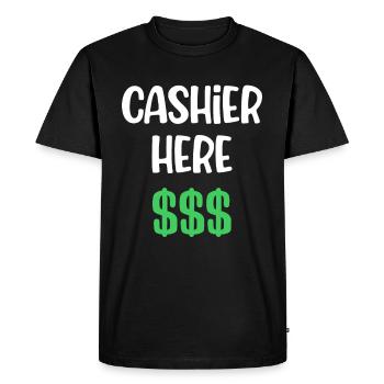 Caissier Drôle Comptable Commis - T-shirt Premium bio Homme - noir - Devant - Nico (187cm)
