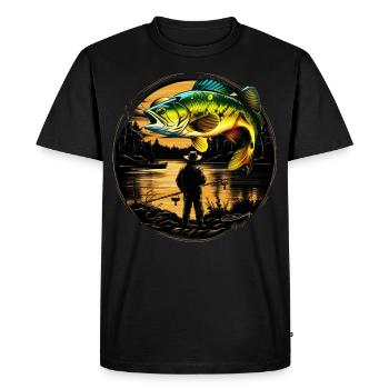 Bass Fish - Men's Premium Organic T-Shirt - black - Front - Nico (187cm)