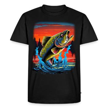 Bass Fish - Men's Premium Organic T-Shirt - black - Front - Nico (187cm)