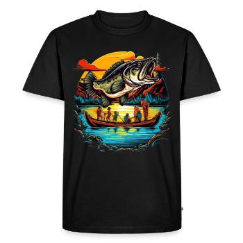 Bass Fish - Men's Premium Organic T-Shirt - black - Front - Nico (187cm)