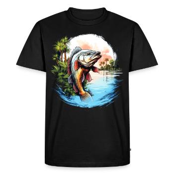 Bass Fish - Men's Premium Organic T-Shirt - black - Front - Nico (187cm)