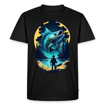 Bass Fish - Men's Premium Organic T-Shirt - black - Front - Nico (187cm)