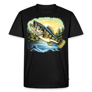 Bass Fish - Men's Premium Organic T-Shirt - black - Front - Nico (187cm)