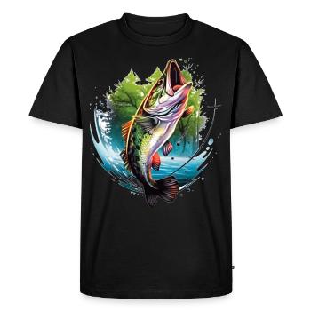 Bass Fish - Men's Premium Organic T-Shirt - black - Front - Nico (187cm)