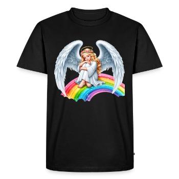 Ange sur arc-en-ciel - T-shirt Premium bio Homme - noir - Devant - Nico (187cm)