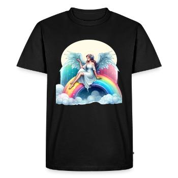 Ange sur arc-en-ciel - T-shirt Premium bio Homme - noir - Devant - Nico (187cm)