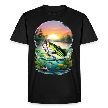 Bass Fish - Men's Premium Organic T-Shirt - black - Front - Nico (187cm)