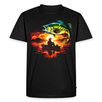 Bass Fish - Men's Premium Organic T-Shirt - black - Front - Nico (187cm)