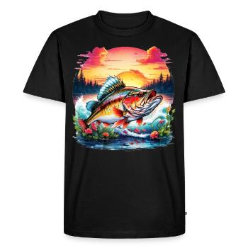 Bass Fish - Men's Premium Organic T-Shirt - black - Front - Nico (187cm)