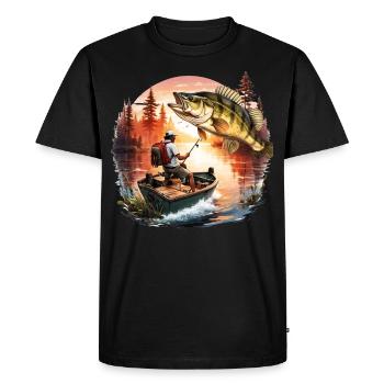 Bass Fish - Men's Premium Organic T-Shirt - black - Front - Nico (187cm)