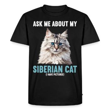 Chat Sibérien Sibirische Katze - T-shirt Premium bio Homme - noir - Devant - Nico (187cm)