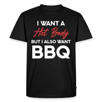 Je veux un corps chaud, mais je veux aussi - T-shirt Premium bio Homme - noir - Devant - Nico (187cm)
