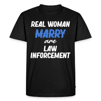 Real women are law enforcement, - Men's Premium Organic T-Shirt - black - Front - Nico (187cm)