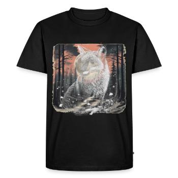 Forest, Fox, Forest Animals, Wildlife, Foxes, Nature, Retro - Men's Premium Organic T-Shirt - black - Front - Nico (187cm)