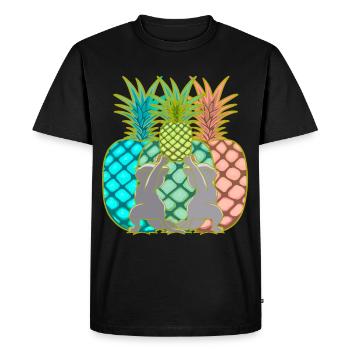 Ananas Chats Fruits Fruits Yogi Yoga Retro 80's - T-shirt Premium bio Homme - noir - Devant - Nico (187cm)