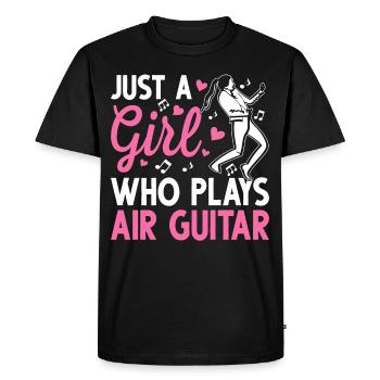 Juste une fille qui joue de l’air guitar Luftgitarren-Spie - T-shirt Premium bio Homme - noir - Devant - Nico (187cm)
