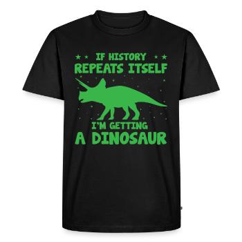 Dinosaure Dino préhistorique futur - T-shirt Premium bio Homme - noir - Devant - Nico (187cm)