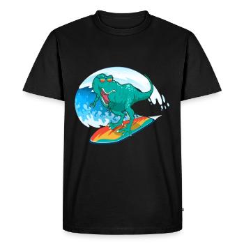 Surfing Dinosaur Dino Prehistoric - Men's Premium Organic T-Shirt - black - Front - Nico (187cm)