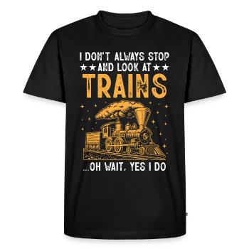 Train Enthusiast Railway Locomotive - Men's Premium Organic T-Shirt - black - Front - Nico (187cm)