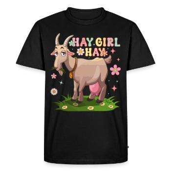 Hay Girl Hay Groovy Goat Girl Farmer - Men's Premium Organic T-Shirt - black - Front - Nico (187cm)