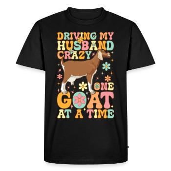 Rendre mon mari fou une chèvre à la fois groovy - T-shirt Premium bio Homme - noir - Devant - Nico (187cm)