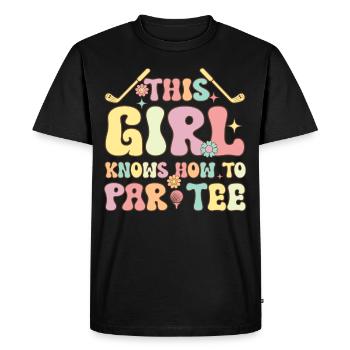 Groovy Golf Girl Golfing Cette Fille Sait Pa - T-shirt Premium bio Homme - noir - Devant - Nico (187cm)