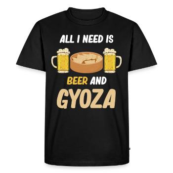 Tout ce dont j'ai besoin c'est de la bière et du gyoza - T-shirt Premium bio Homme - noir - Devant - Nico (187cm)