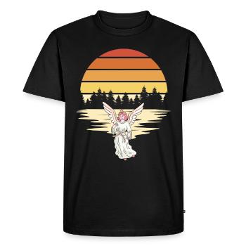 Ange, Forêt, Nature, Lever Du Soleil, Spirituel - T-shirt Premium bio Homme - noir - Devant - Nico (187cm)