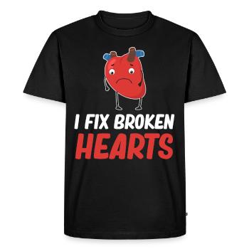 I fix broken hearts. Jollier - Men's Premium Organic T-Shirt - black - Front - Nico (187cm)