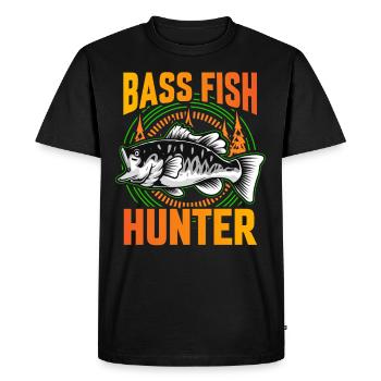 Chasseur de poissons d’achigan - T-shirt Premium bio Homme - noir - Devant - Nico (187cm)