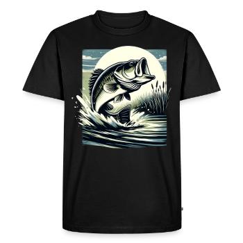 Bass Fish - Men's Premium Organic T-Shirt - black - Front - Nico (187cm)