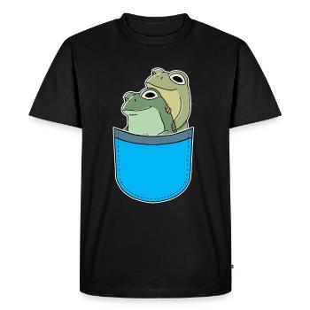 Poches : Grenouilles, Grenouille, Amphibien, Crapauds - T-shirt Premium bio Homme - noir - Devant - Nico (187cm)