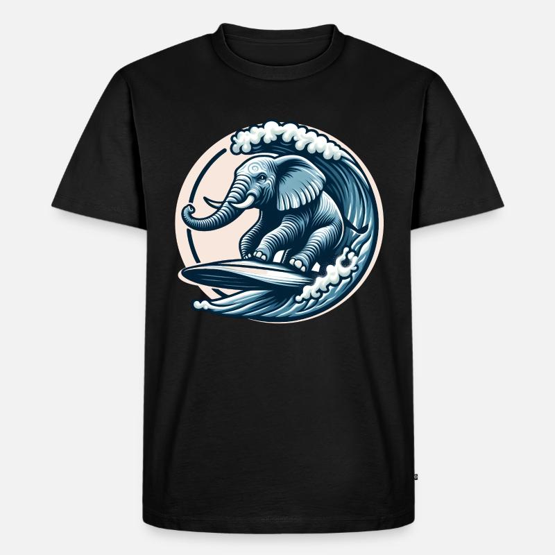 Surfender Elefant - Männer Premium Bio T-Shirt - Schwarz