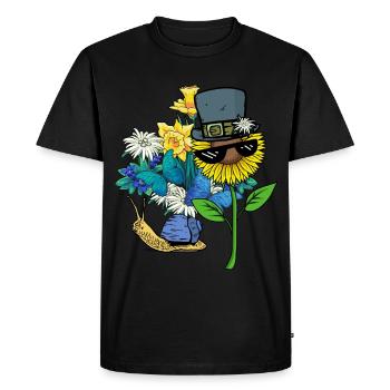 Snail, Snail Shell, Nature, Spring, Flowers - Men's Premium Organic T-Shirt - black - Front - Nico (187cm)