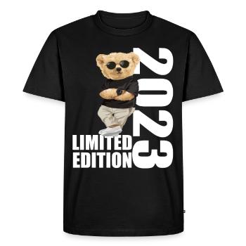 Édition limitée 2023 Ours Ours Anniversaire 2023 - T-shirt Premium bio Homme - noir - Devant - Nico (187cm)