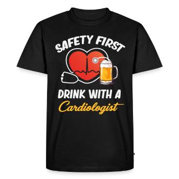 Safety first, drink with a - Men's Premium Organic T-Shirt - black - Front - Nico (187cm)