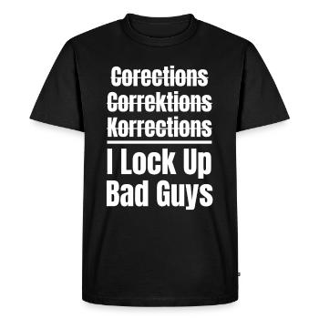 Funny spelling I Lock Up Villains - Men's Premium Organic T-Shirt - black - Front - Nico (187cm)