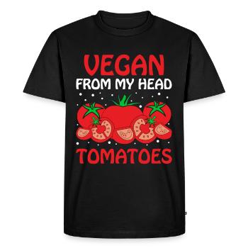 Vegan From My Head Tomato Vegetarian - Men's Premium Organic T-Shirt - black - Front - Nico (187cm)