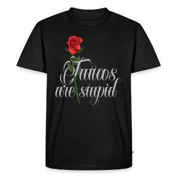 Les tatouages sont stupides drôle anti tatouage rose - T-shirt Premium bio Homme - noir - Devant - Nico (187cm)