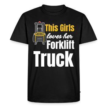 Cette fille aime sa pelle de construction de chariot élévateur - T-shirt Premium bio Homme - noir - Devant - Nico (187cm)