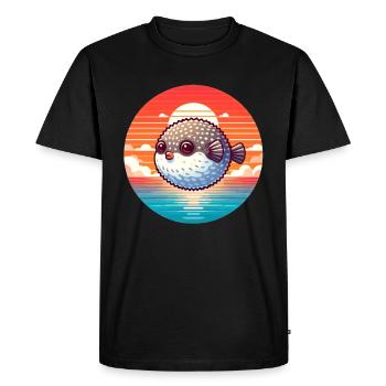 Poisson-globe au coucher du soleil - T-shirt Premium bio Homme - noir - Devant - Nico (187cm)