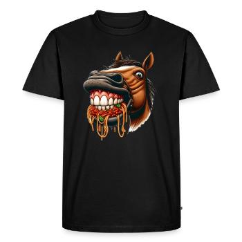 Cheval amoureux des pâtes - T-shirt Premium bio Homme - noir - Devant - Nico (187cm)