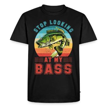 Arrêtez de regarder ma basse - T-shirt Premium bio Homme - noir - Devant - Nico (187cm)