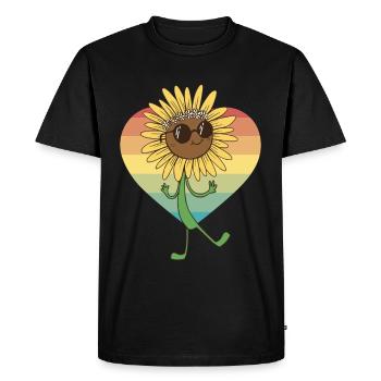 Lunettes de jardin de fleur de tournesol d’été Flora - T-shirt Premium bio Homme - noir - Devant - Nico (187cm)