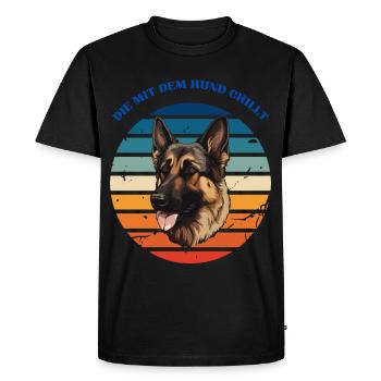 Se détendre avec le chien - T-shirt Premium bio Homme - noir - Devant - Nico (187cm)